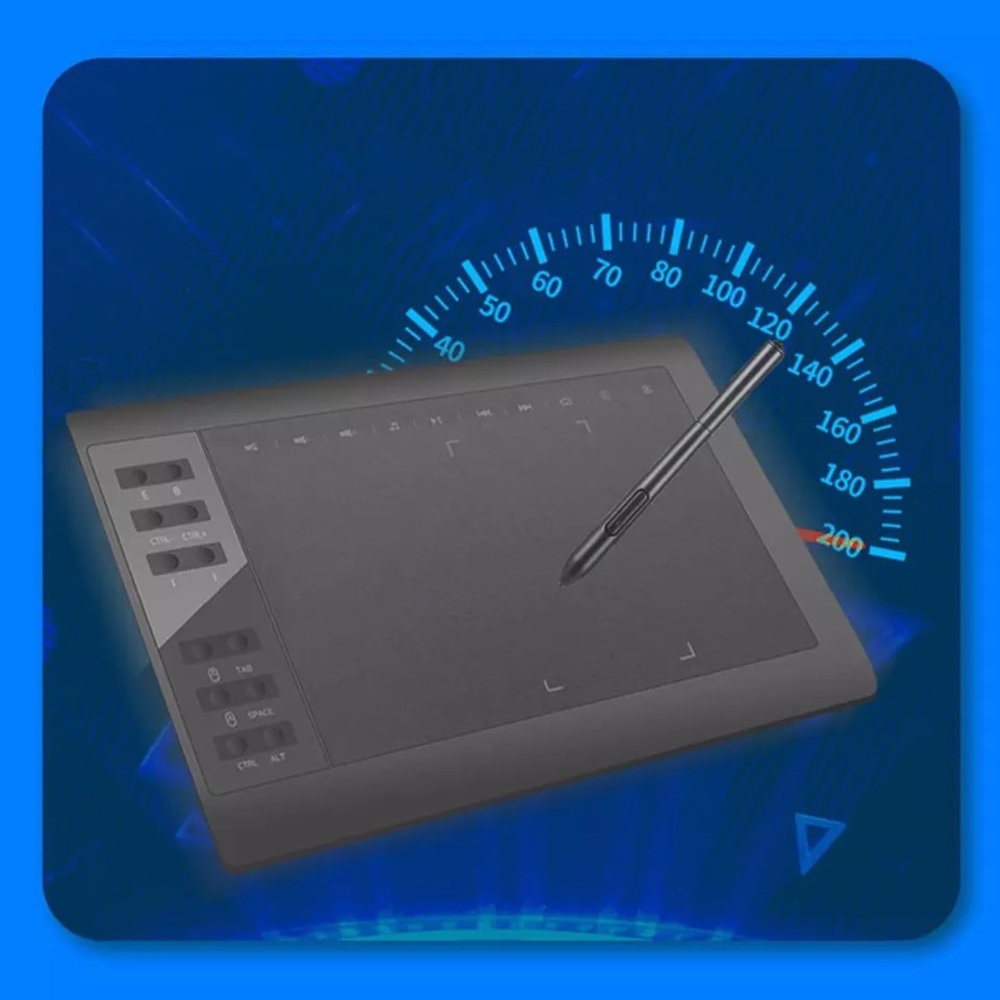 Black VINSA VIN1060PLUS Drawing Tablet  Digital Pen Tablet with Stylus 14inch